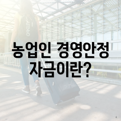 농업인 경영안정자금이란?