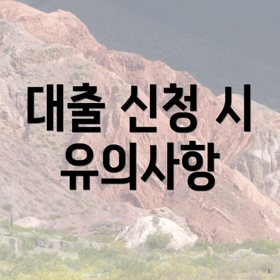대출 신청 시 유의사항