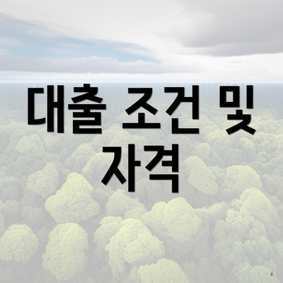 대출 조건 및 자격