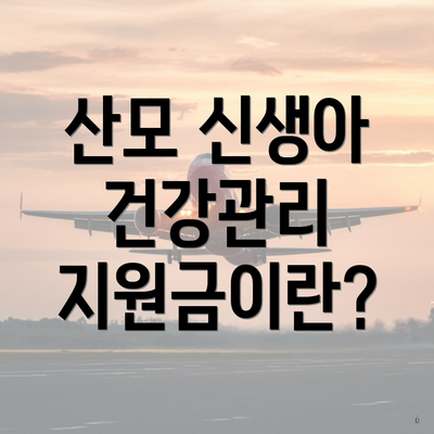 산모 신생아 건강관리 지원금이란?