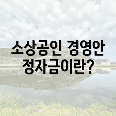 소상공인 경영안정자금이란?