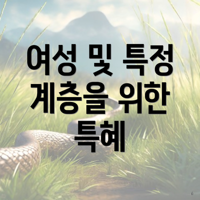 여성 및 특정 계층을 위한 특혜