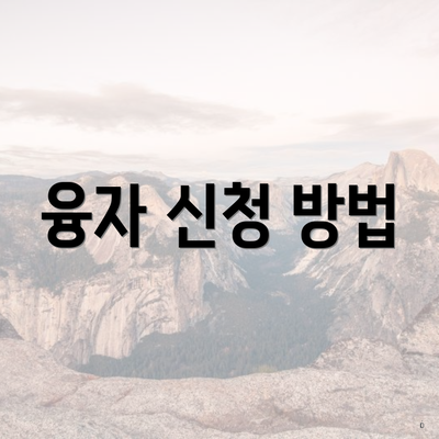 융자 신청 방법