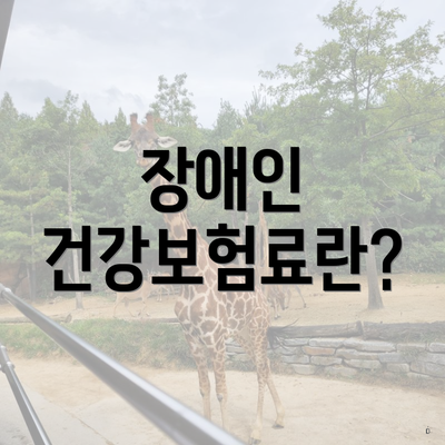 장애인 건강보험료란?