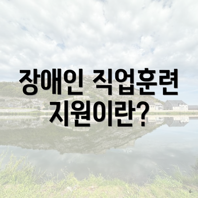 장애인 직업훈련 지원이란?