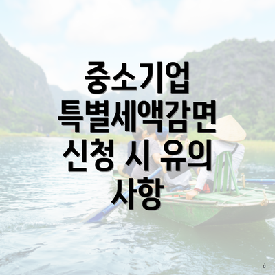 중소기업 특별세액감면 신청 시 유의 사항