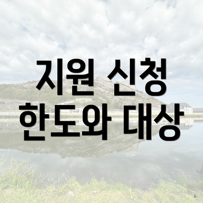 지원 신청 한도와 대상