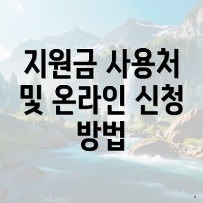 지원금 사용처 및 온라인 신청 방법