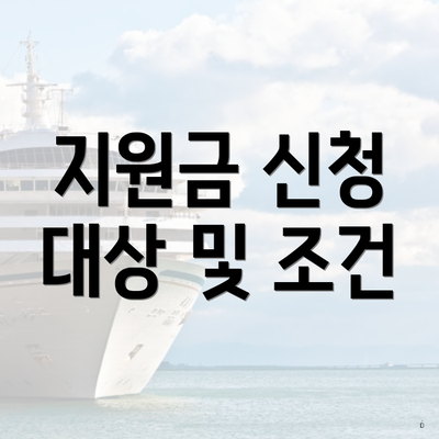 지원금 신청 대상 및 조건