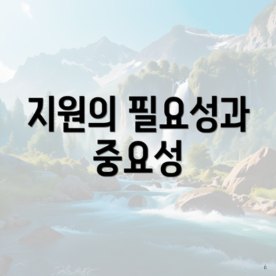 지원의 필요성과 중요성