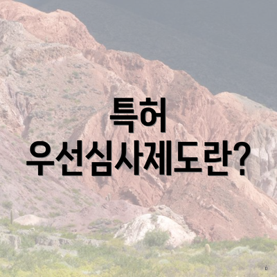 특허 우선심사제도란?