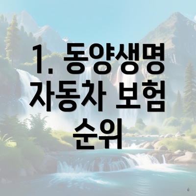 1. 동양생명 자동차 보험 순위