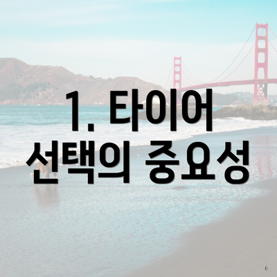 1. 타이어 선택의 중요성