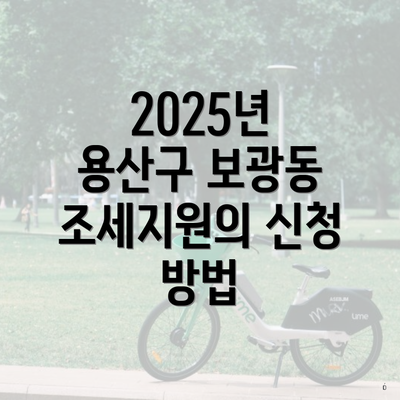 2025년 용산구 보광동 조세지원의 신청 방법