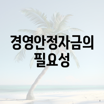 경영안정자금의 필요성