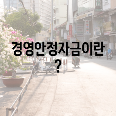 경영안정자금이란?