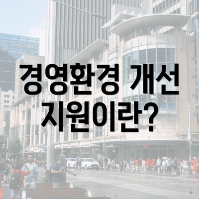 경영환경 개선 지원이란?