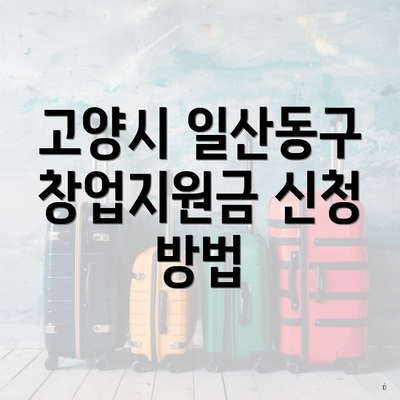 고양시 일산동구 창업지원금 신청 방법