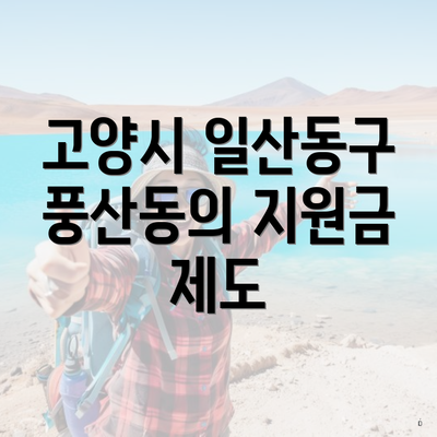 고양시 일산동구 풍산동의 지원금 제도