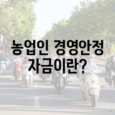 농업인 경영안정자금이란?