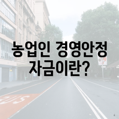 농업인 경영안정자금이란?