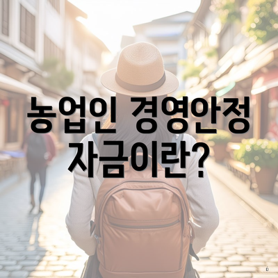 농업인 경영안정자금이란?