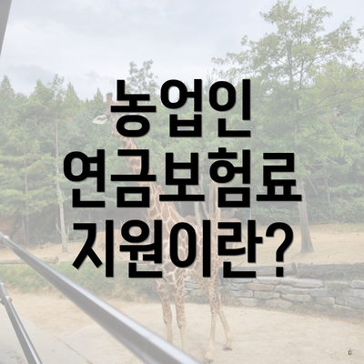농업인 연금보험료 지원이란?