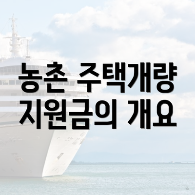 농촌 주택개량 지원금의 개요