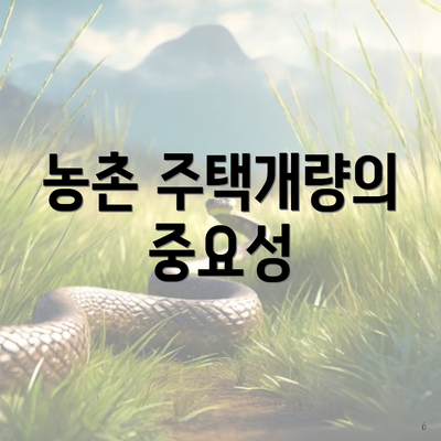 농촌 주택개량의 중요성