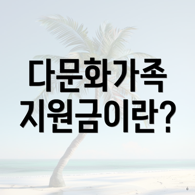다문화가족 지원금이란?
