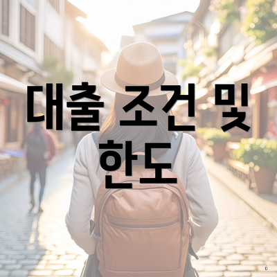 대출 조건 및 한도