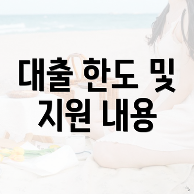 대출 한도 및 지원 내용