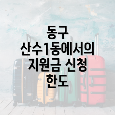 동구 산수1동에서의 지원금 신청 한도