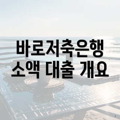 바로저축은행 소액 대출 개요