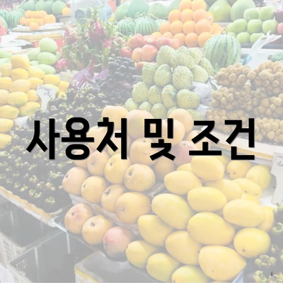사용처 및 조건