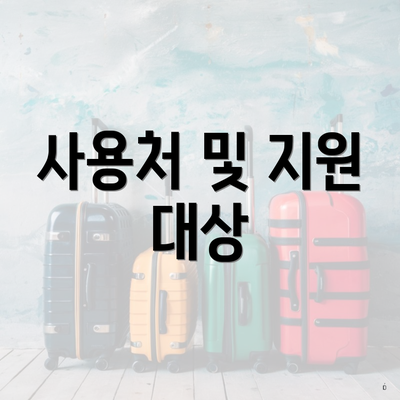 사용처 및 지원 대상
