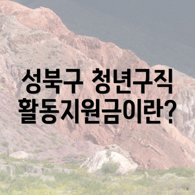 성북구 청년구직활동지원금이란?