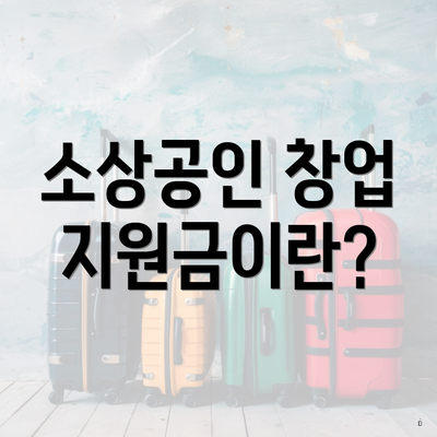 소상공인 창업 지원금이란?