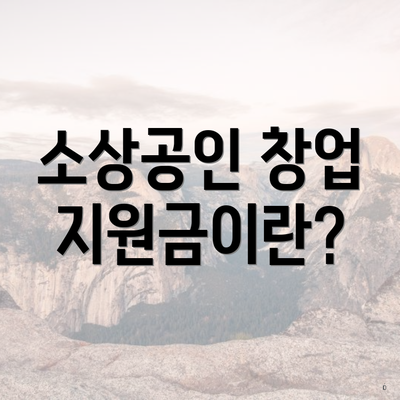 소상공인 창업 지원금이란?