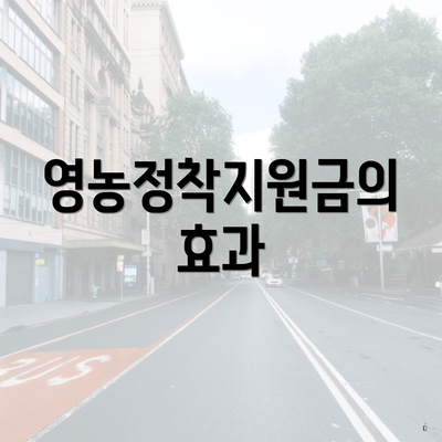 영농정착지원금의 효과