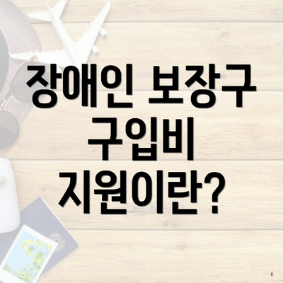 장애인 보장구 구입비 지원이란?