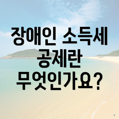 장애인 소득세 공제란 무엇인가요?