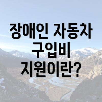 장애인 자동차 구입비 지원이란?