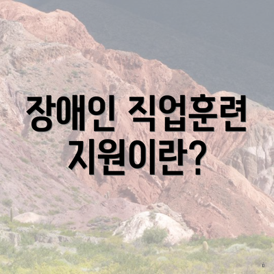 장애인 직업훈련 지원이란?