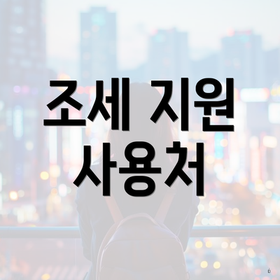조세 지원 사용처