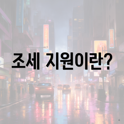조세 지원이란?