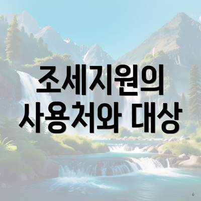조세지원의 사용처와 대상