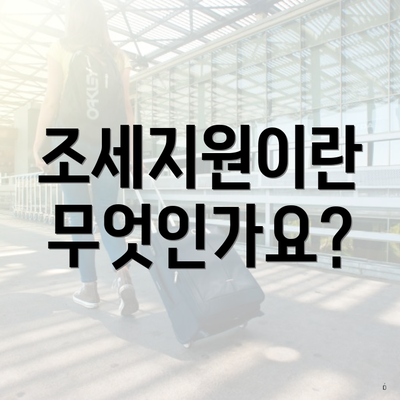 조세지원이란 무엇인가요?
