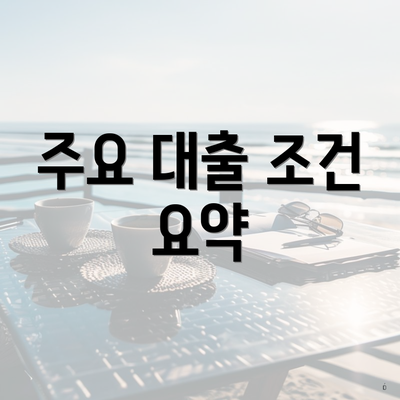 주요 대출 조건 요약