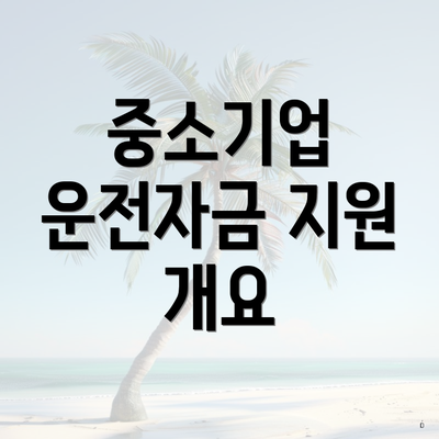 중소기업 운전자금 지원 개요